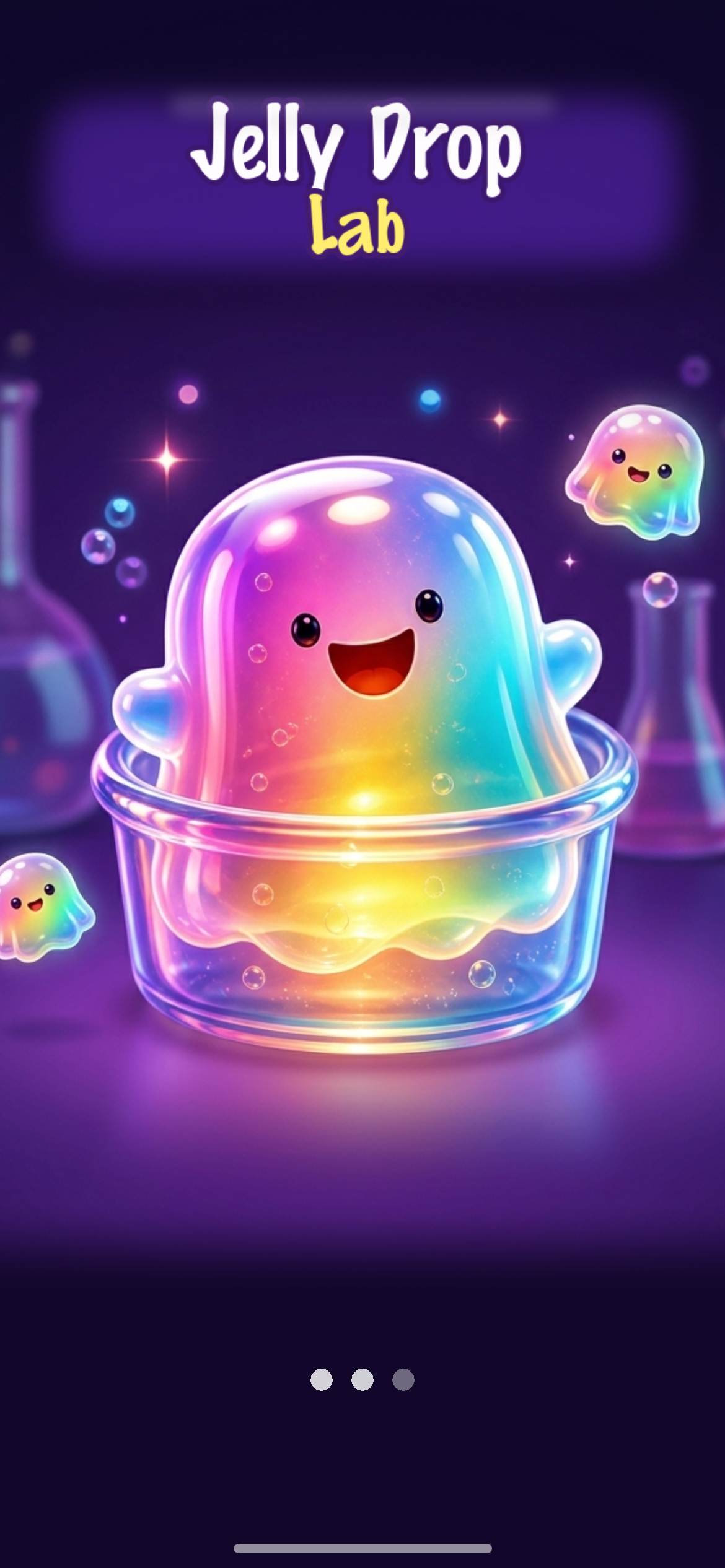 Jelly Drop Lab gameplay shot with colorful stacks